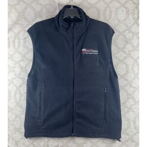 Chestnut Hill Harvard SEAS Men M Black Fleece Vest Full Zip Collegiate Polyester